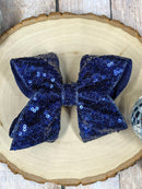 4.5" Sequin Hair Bow for Girls Sparkle Boutique Bow for Holidays & Parties | Alligator Clip