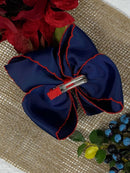 Navy with Red Moonstitch Hair Bow