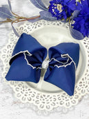 Navy with White Moonstitch Hair Bow
