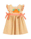 Orange Gingham Ruffle Pumpkin Bow Dress