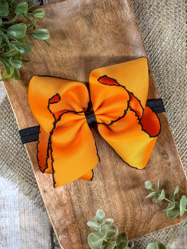 Orange with Black Moonstitch Bow Headband