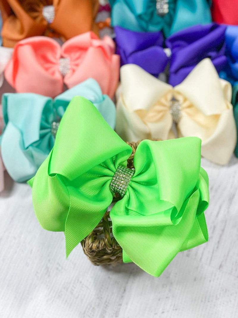 Oversize Rhinestone Hair Bows - Alligator Clip - 5.5"