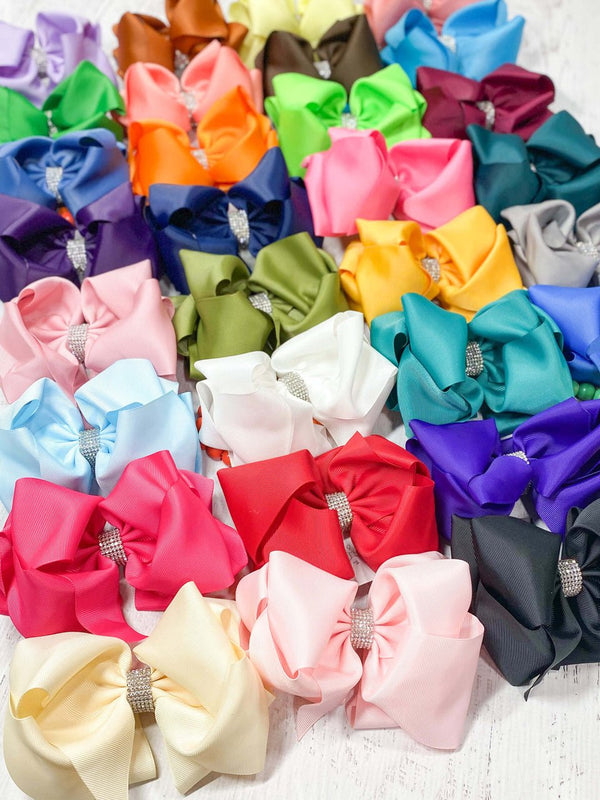 Oversize Rhinestone Hair Bows - Alligator Clip - 5.5"