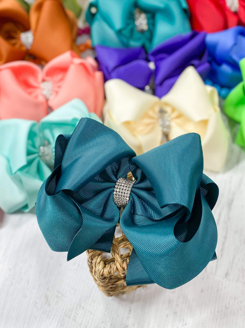 Oversize Rhinestone Hair Bows - Alligator Clip - 5.5"