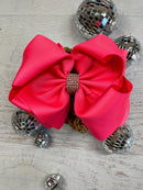 Oversize Rhinestone Hair Bows - Alligator Clip - 5.5"