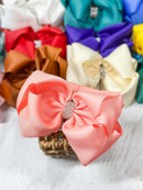 5.5" Oversize Rhinestone Center Knot Hair Bow | Alligator or French Clip