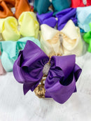 Oversize Rhinestone Hair Bows - French Clip - 5.5"