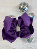 Oversize Rhinestone Hair Bows - French Clip - 5.5"