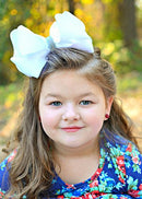 Oversize Rhinestone Hair Bows - French Clip - 5.5"