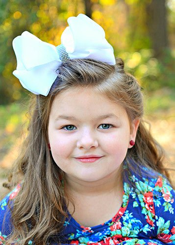 Oversize Rhinestone Hair Bows - French Clip - 5.5"