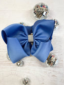 Oversize Rhinestone Hair Bows - French Clip - 5.5"