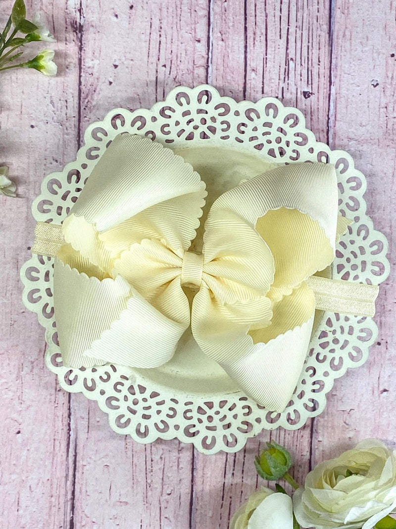 Oversize Scalloped Bow - Headband - 5.5"