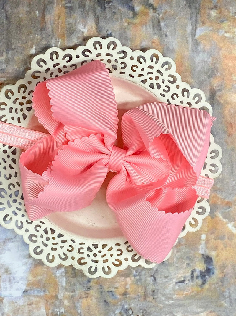 Oversize Scalloped Bow - Headband - 5.5"