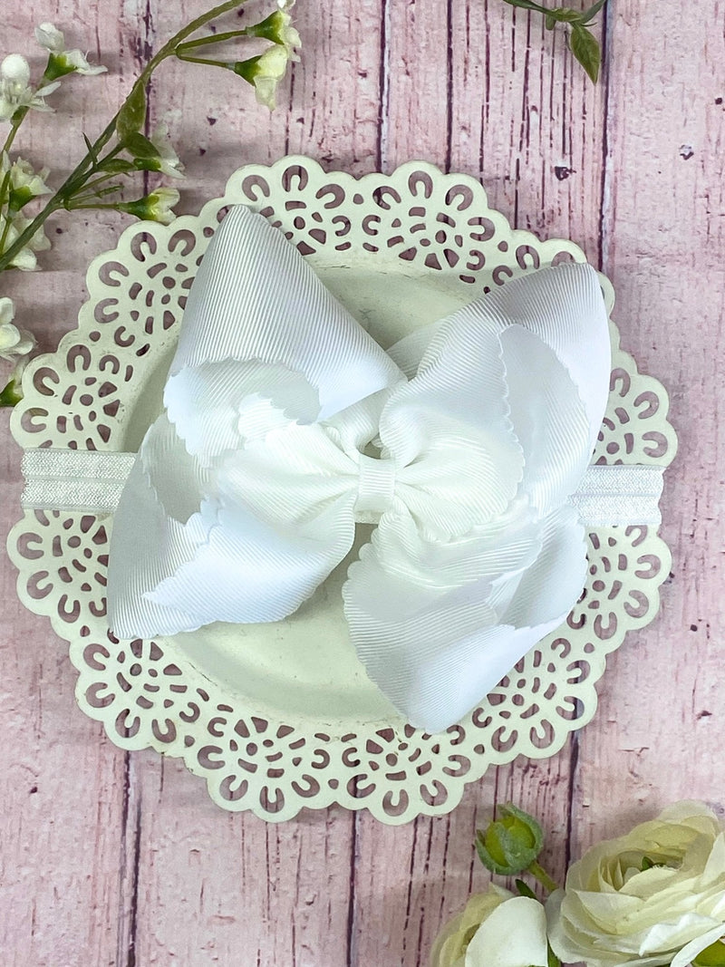 Oversize Scalloped Bow - Headband - 5.5"