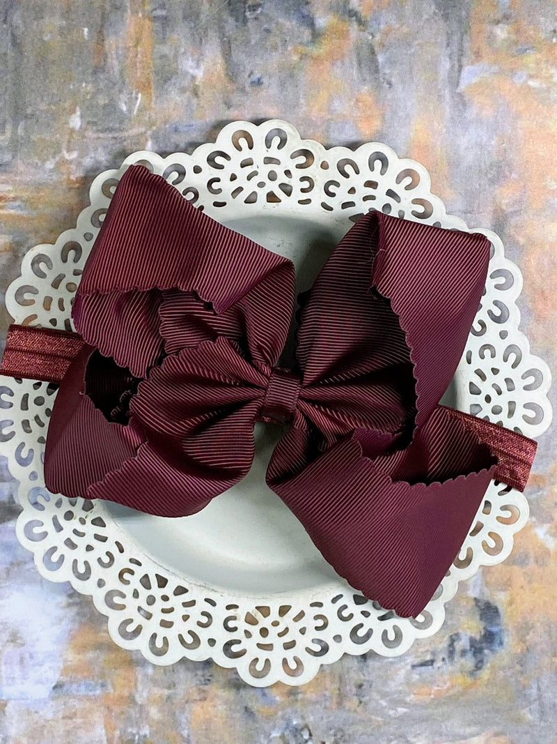 Oversize Scalloped Bow - Headband - 5.5"