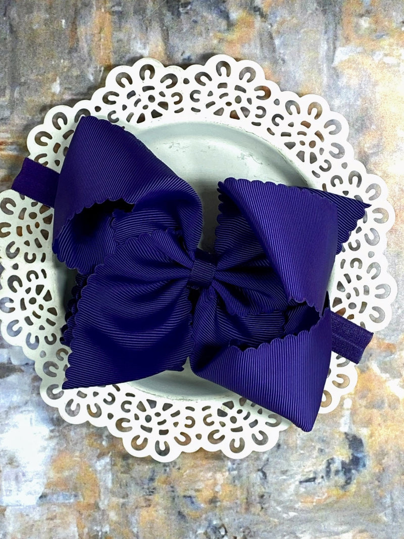 Oversize Scalloped Bow - Headband - 5.5"
