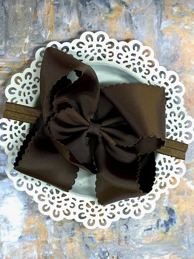 Oversize Scalloped Bow - Headband - 5.5"