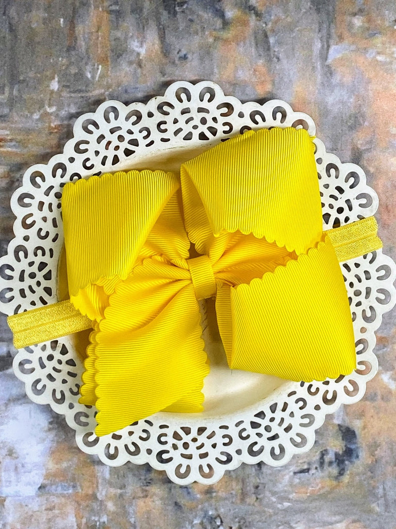 Oversize Scalloped Bow - Headband - 5.5"