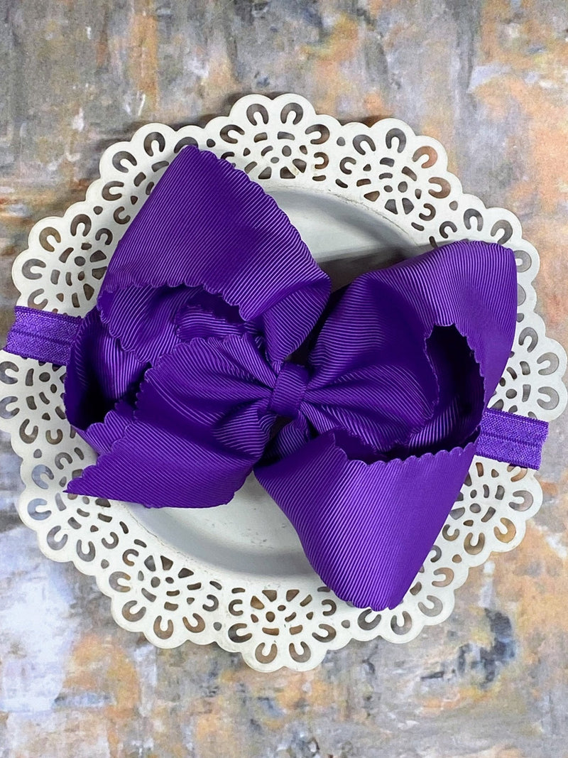 Oversize Scalloped Bow - Headband - 5.5"