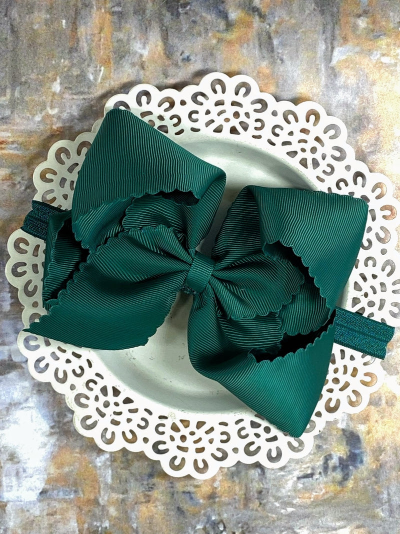 Oversize Scalloped Bow - Headband - 5.5"