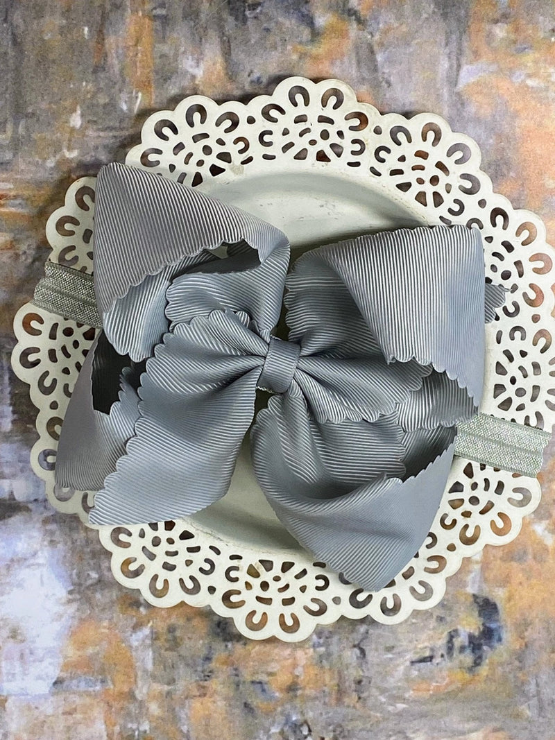 Oversize Scalloped Bow - Headband - 5.5"