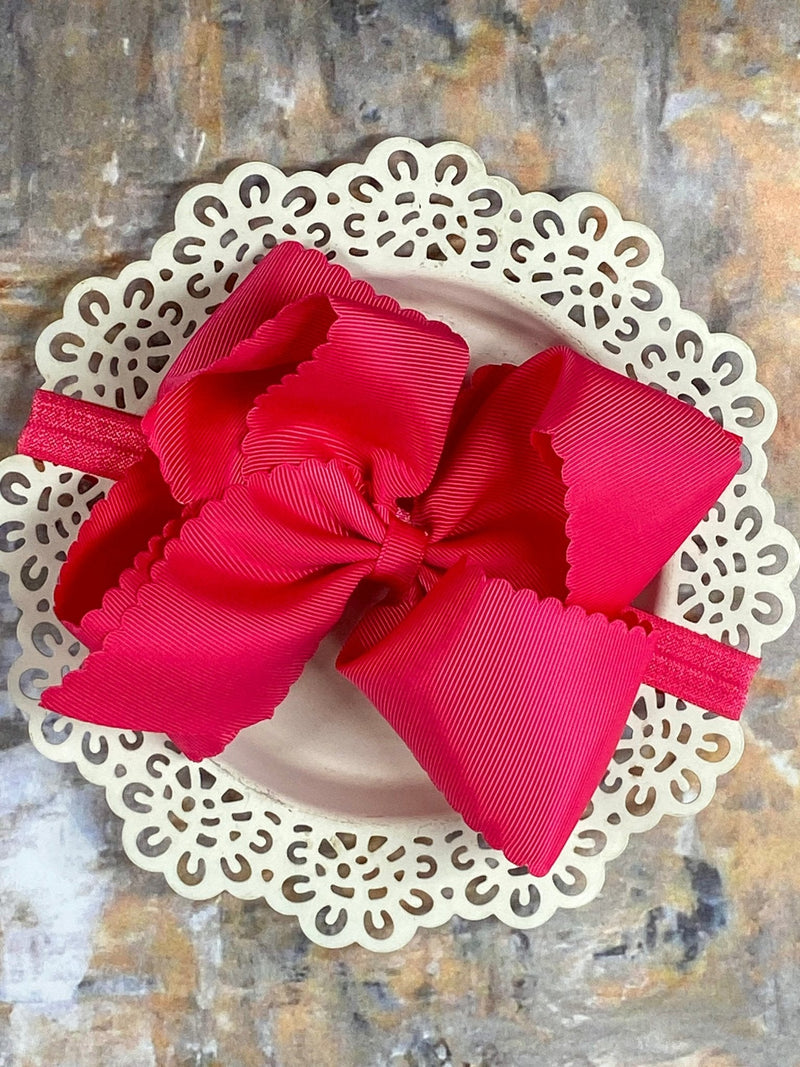 Oversize Scalloped Bow - Headband - 5.5"