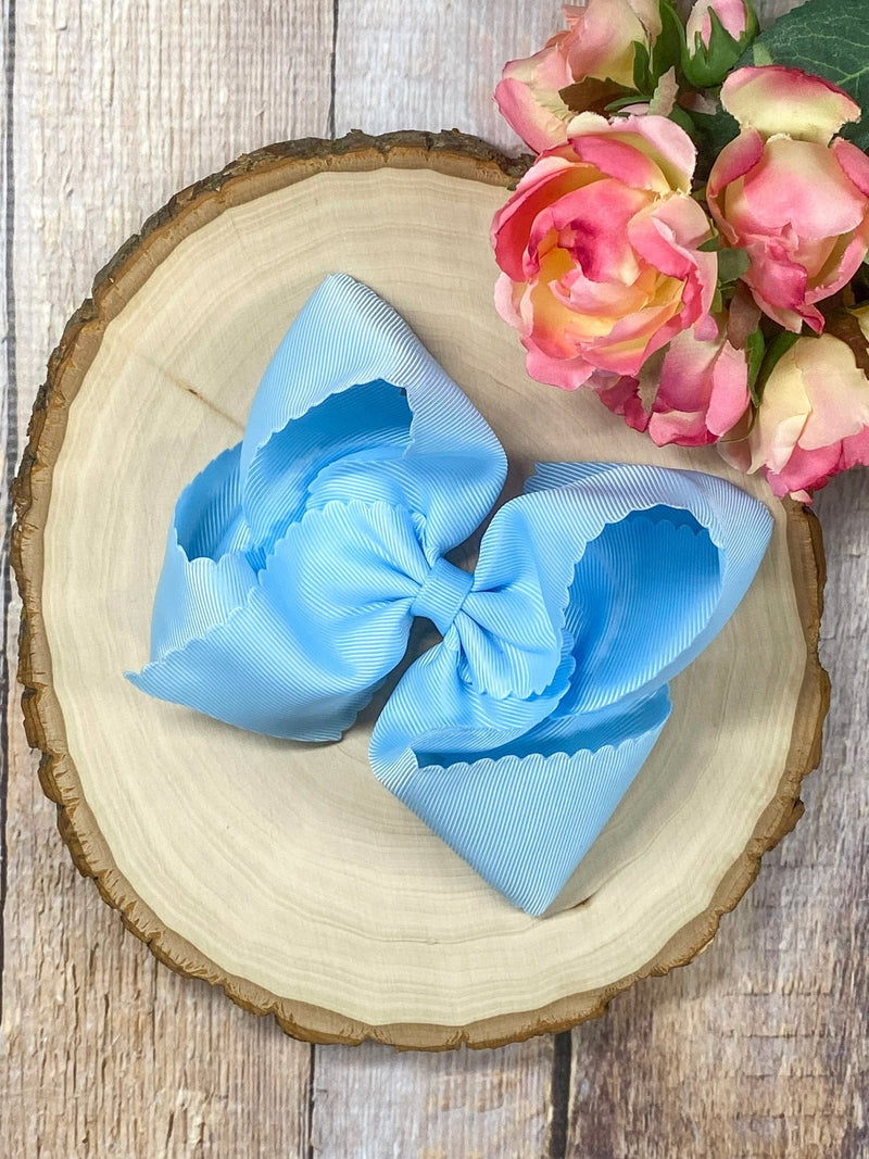 Oversize Scalloped Bows - Alligator Clip - 5.5"