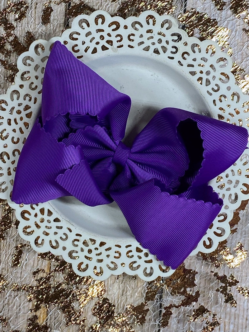 Oversize Scalloped Bows - Alligator Clip - 5.5"