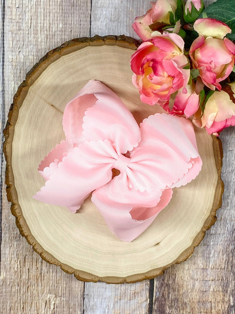 Oversize Scalloped Bows - Alligator Clip - 5.5"