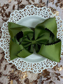 Oversize Scalloped Bows - Alligator Clip - 5.5"