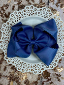 Oversize Scalloped Bows - Alligator Clip - 5.5"