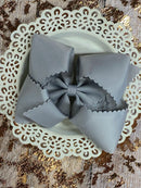 Oversize Scalloped Bows - Alligator Clip - 5.5"