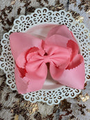 Oversize Scalloped Bows - Alligator Clip - 5.5"