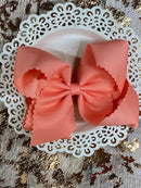 Oversize Scalloped Bows - Alligator Clip - 5.5"