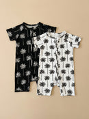 Bamboo Shorty Romper  | Palm Style Black