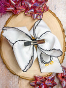 Penguin Embroidered with Black Moonstitch Hair Bow