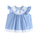 Periwinkle Blue Crosses Smocked Dress and Bloomers Set