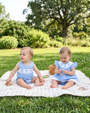 Periwinkle Blue Crosses Smocked Jon Jon