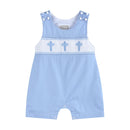 Periwinkle Blue Crosses Smocked Jon Jon