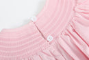 Pink and White Bows Smocked Bishop Dress