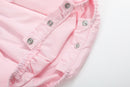 Pink and White bows Smocked Ruffle Romper