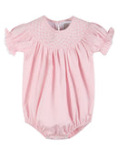 Pink and White Smocked Bubble Romper