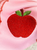 Pink Apple Embroidered Moonstitch Hair Bow | Clip or Headband