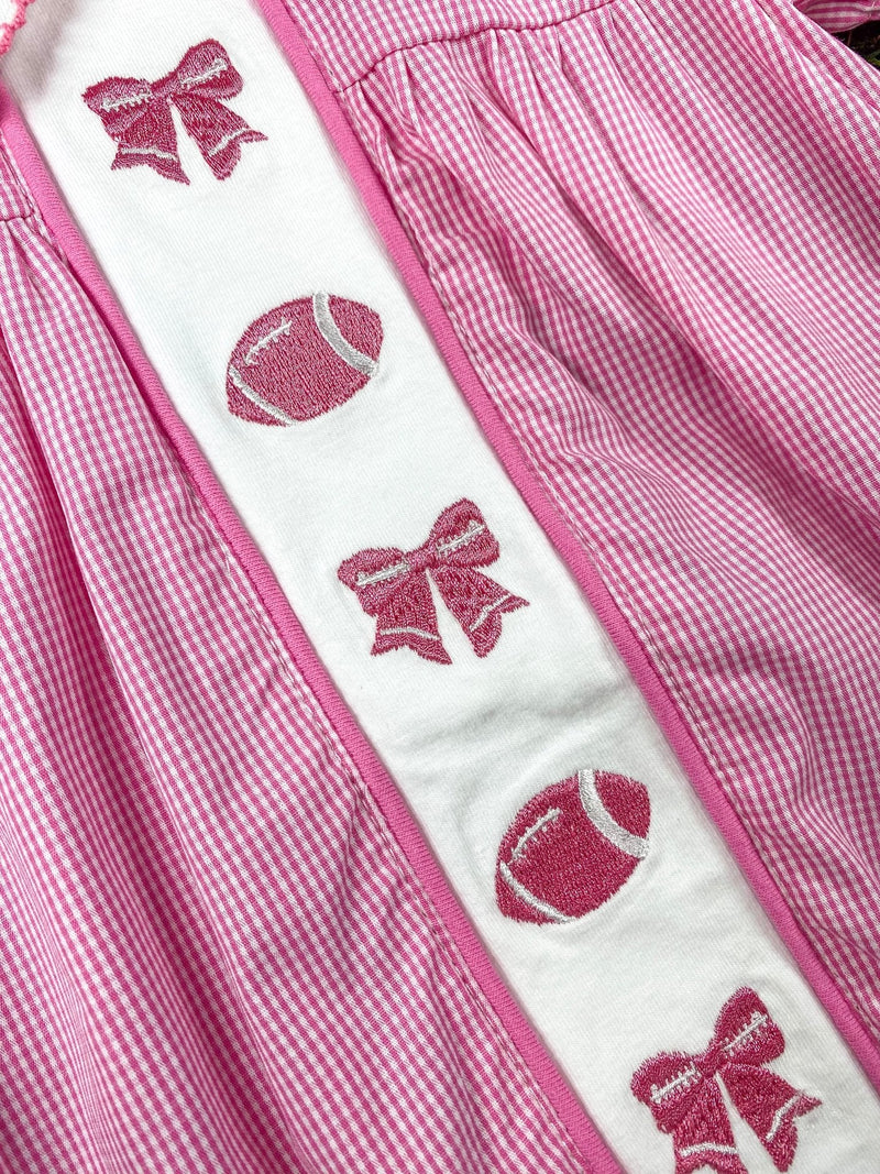 Pink Bows & Footballs Infant Romper