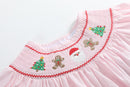 Pink Christmas Smocked Bubble Romper