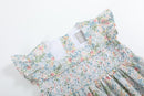 Pink Floral Print Smocked Flutter Dress