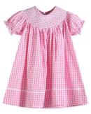 Pink Gingham Classic Smocked Bishop Dress