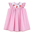 Pink Gingham Crawfish Smocked Bishop Dress