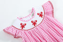 Pink Gingham Crawfish Smocked Flutter Romper