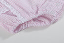 Pink Seersucker Bunny Ruffle Romper